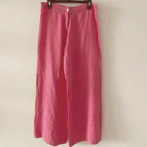 Pink wide leg summer linen pant